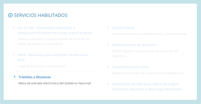 Servicios Habilitados en AFIP