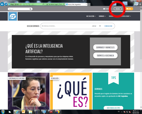 Paso 1: Acceso a NIC.ar