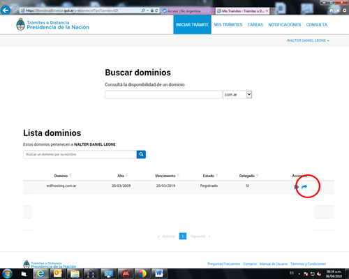 Paso 7: Seleccionar Dominio